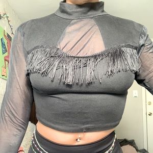 Fringe Black Crop top